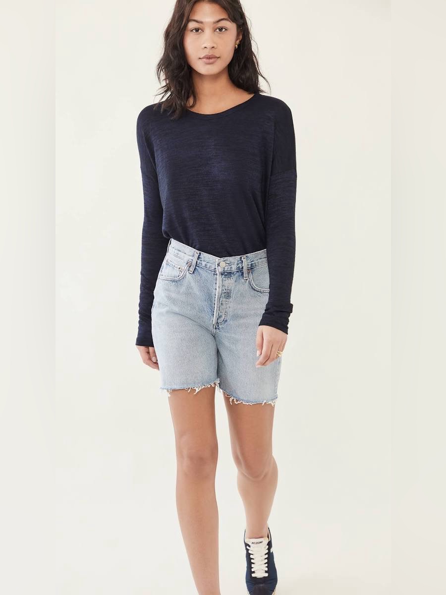 Rag & Bone Jean Hudson Long Sleeve Tee Navy Black Minimalist Casual Women Size S
